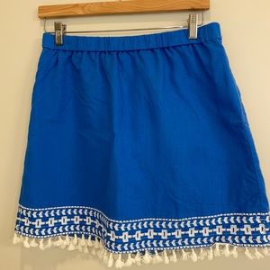 J. Crew blue skirt with tassels